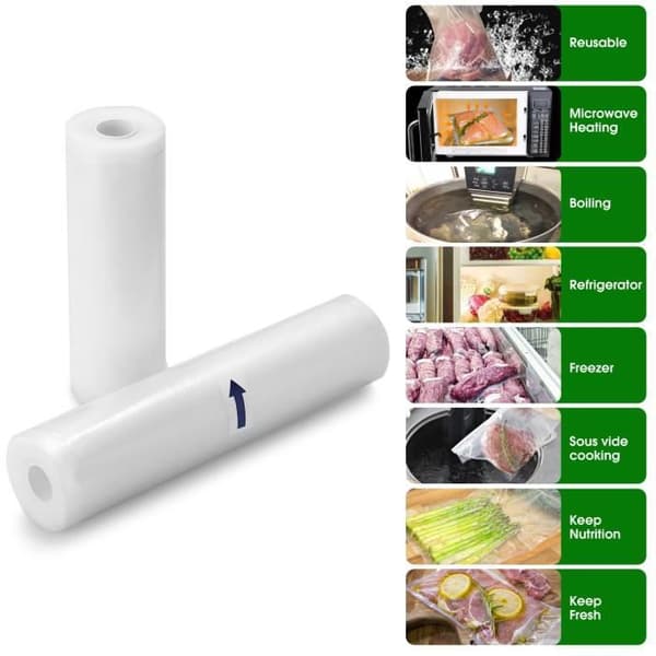 Säckar Sous Vide - ZGEER - Pack av 6 rullar 20x500cm och 28x500cm - BPA-fri - FDA-godkänd
