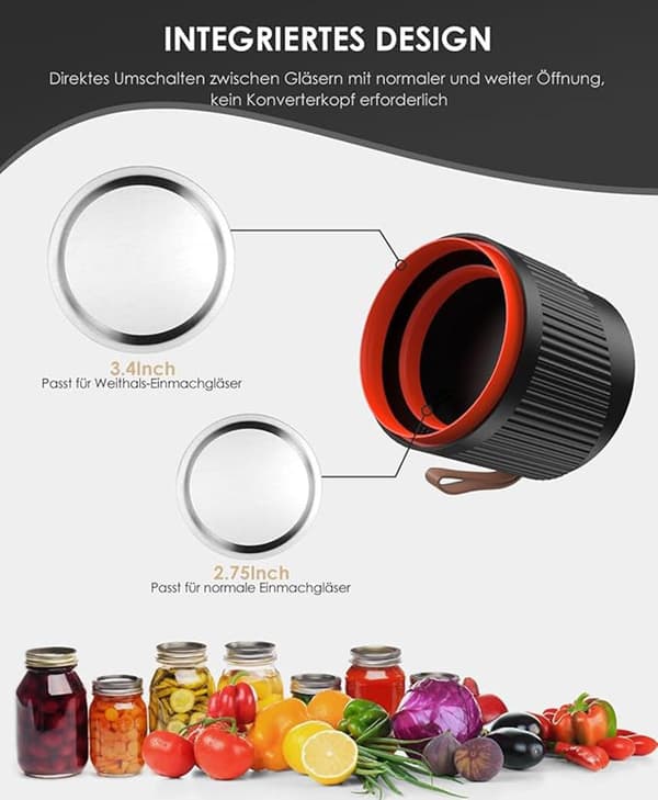 2-i-1 design, elektrisk Mason Jar vakuumforseglingsmaskine sæt, Mason Jar vakuumpumpe