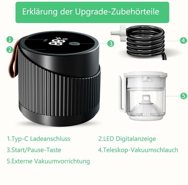 2-i-1 design, elektrisk Mason Jar vakuumforseglingsmaskine sæt, Mason Jar vakuumpumpe