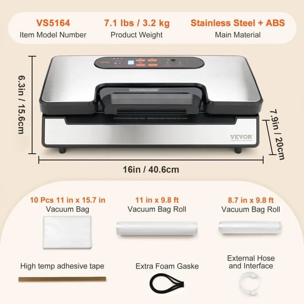 Imuletku Kone, 90 Kpa Imuvoima, 11.8" Tiivistys Pituus,90 kPa