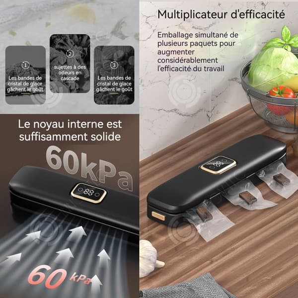 INN Maskin sous vide 120W 60Kpa med 10 vakuumpåsar kraftfull vakuumförvaring Maskin för hemmet sous vide mat