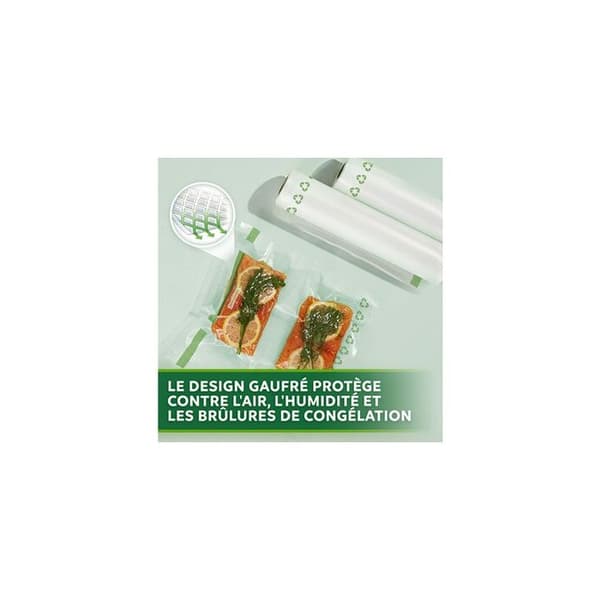 Vakuumförpackningsrullar - FOODSAVER - FSRE2002X01 - Återvinningsbara - 20cm x 4,5m - Förlängd hållbarhet