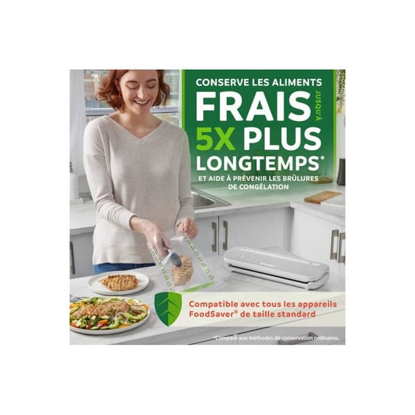 Vakuumförpackningsrullar - FoodSaver - FSRE2802X01 - Återvinningsbara - 28 cm x 3 m - Långvarig förvaring