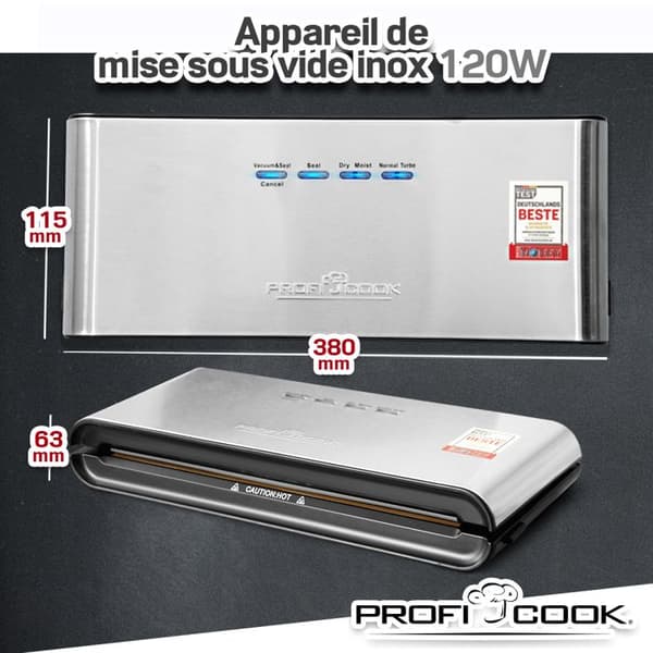 Vakuumförpackare - ProfiCook - PC-VK 1080 - 120 W - Inox - Automatisk