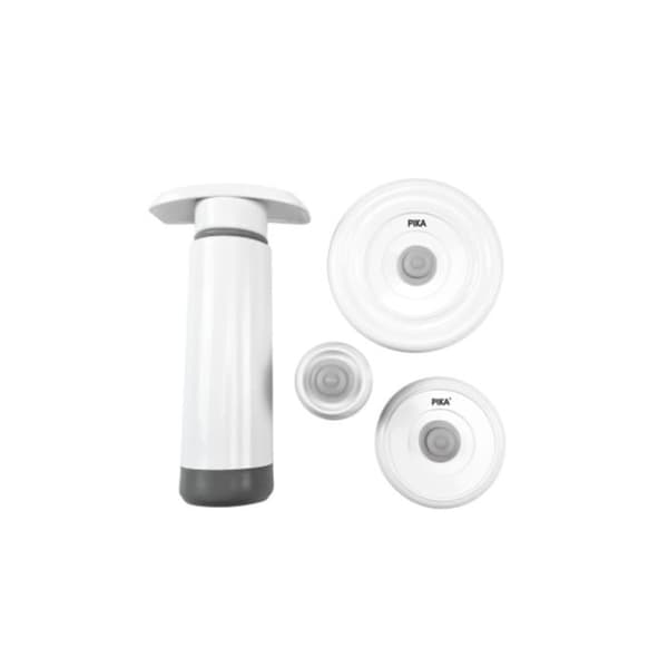 Vakuumkonserveringssats - PIKA - Manuell pump + 2 universallock - Vit