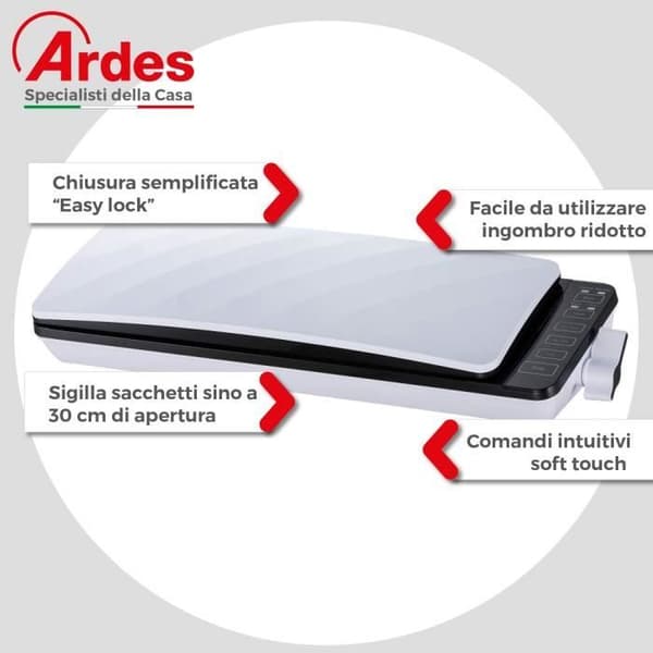 Ardes ar7 V03 Maskin Sous Vide eRMETIK Diamond med reducerad volym för torra och fuktiga livsmedel med påsar och rullar inkluderade
