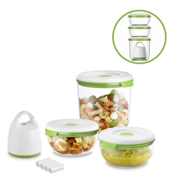 FOSA Food vakuumförseglingssats i 40 000 behållare - 1350-600 ml - Vit och grön