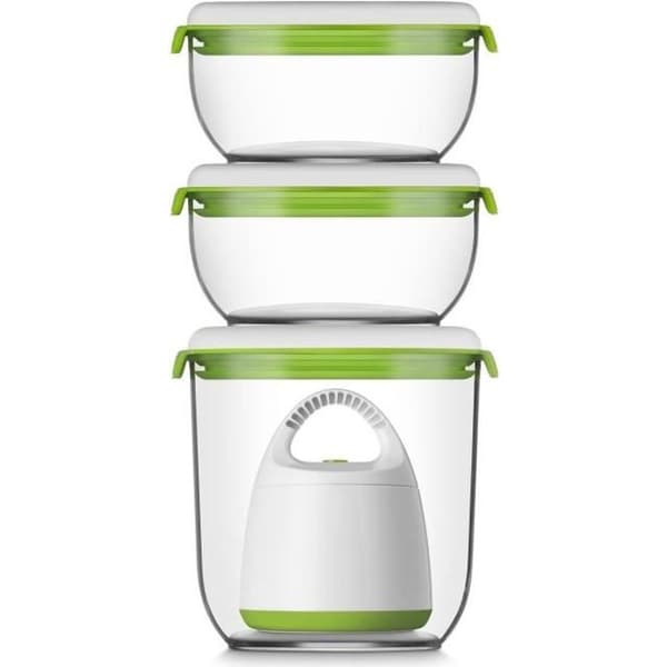 FOSA Food vakuumförseglingssats i 40 000 behållare - 1350-600 ml - Vit och grön