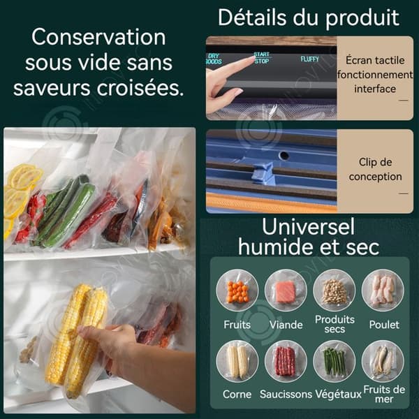 INN Sous vide-maskin 380x60x80mm bärbar förpackningsmaskin för vakuumförseglade påsar för färsk mat med LED-touchskärm