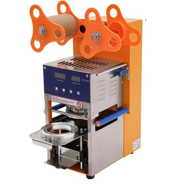 Automatisk elektrisk kopforsegler, justerbar temperaturkontrol, alsidig kopkompatibilitet, fuldautomatisk drift,Appelsin