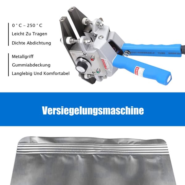 Bärbar handförseglare, justerbart temperaturintervall, snabb förvärmningstid, kompakt design