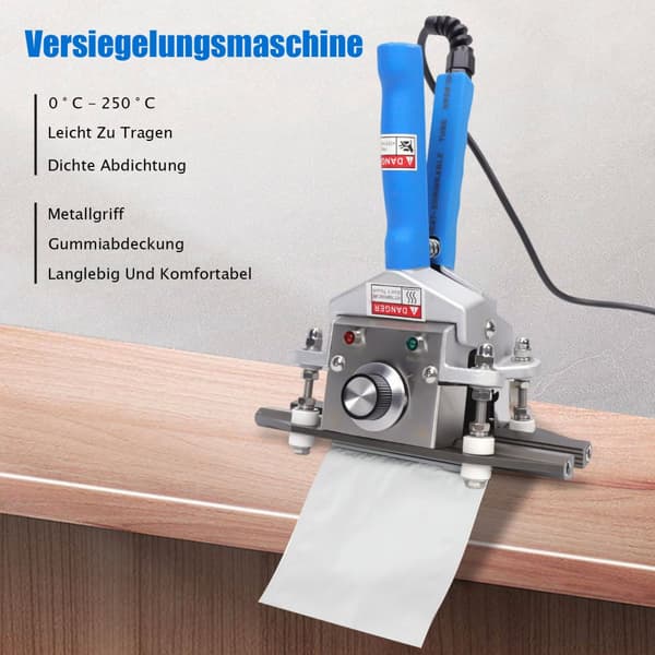 Bärbar handförseglare, justerbart temperaturintervall, snabb förvärmningstid, kompakt design