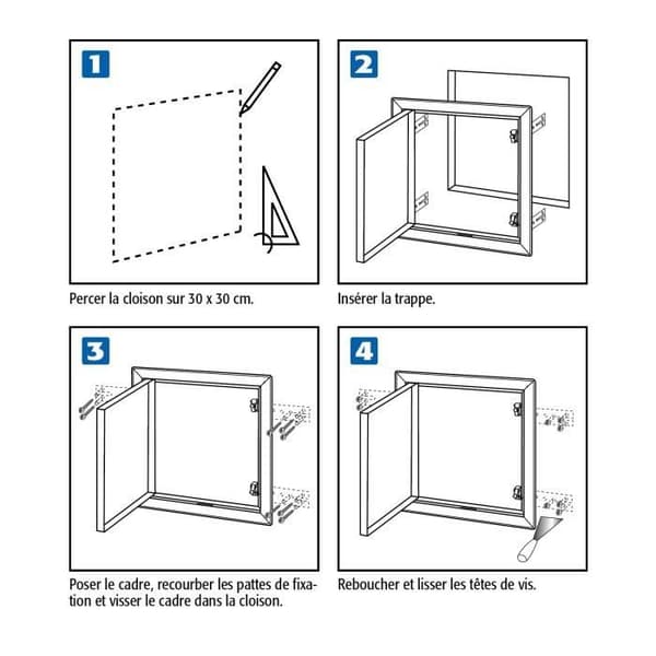 Semin vitlackerad metall inspektionslucka - 200 mm x 200 mm - tryck-och-släpp öppning - tillgång till tekniska kanaler
