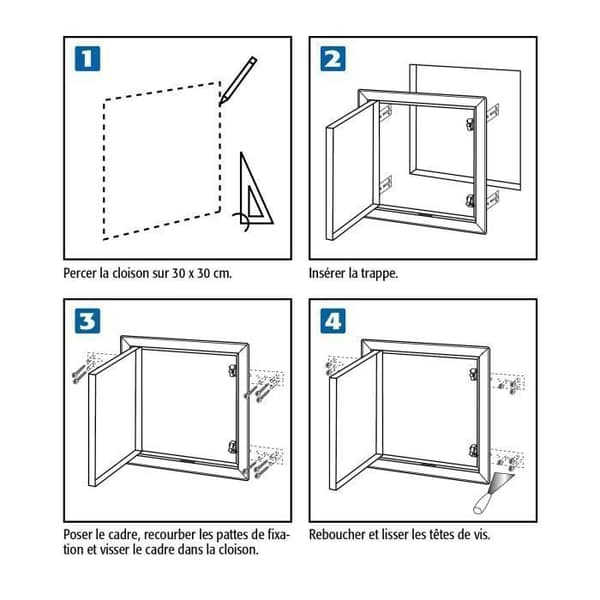 Semin vitlackerad metall inspektionslucka - 500 mm x 500 mm - tryck-och-släpp öppning - tillgång till tekniska kanaler
