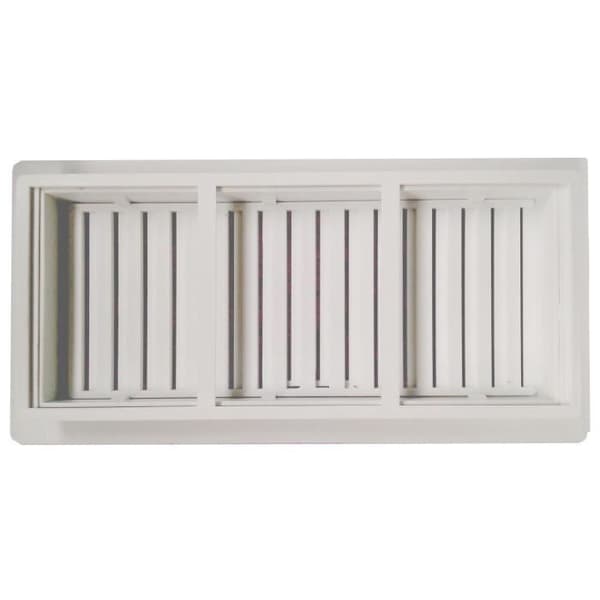 Vitt ventilationsgaller i aluminium för infällning 26x13,3cm - Luftpassage justerbar från 0 till 150cm2