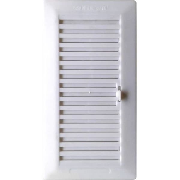 Vitt ventilationsgaller i aluminium för infällning 26x13,3cm - Luftpassage justerbar från 0 till 150cm2
