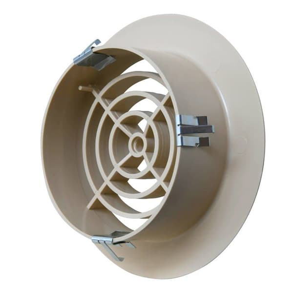 Ventilation - TF10S-Y - TF10S Rund Plastventilationsgaller för inbyggnad, Sand, diameter 128 mm