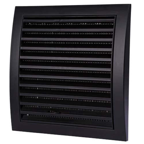 Sort ventilationsgitter 100 mm, med insektnet