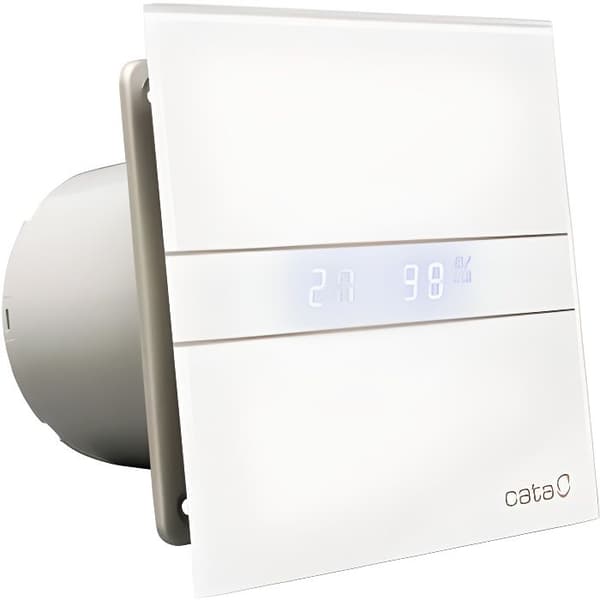 Badrumsfläkt - CATA - E-100 Glass Timer Hygro - Fuktdetektor - Vit - 152x152mm