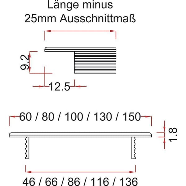 Vasalat - Luftgitter 800x80mm AL natur elox. - Ventilationsgaller i aluminium, silver