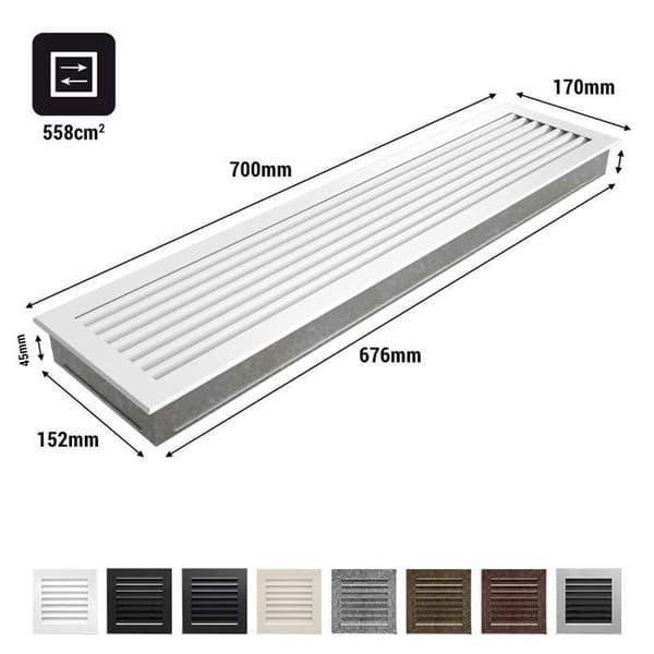 Kratki - 70G/FRESH - ventilationsgaller FRESH skorstensgaller 17cm x 70cm grafit