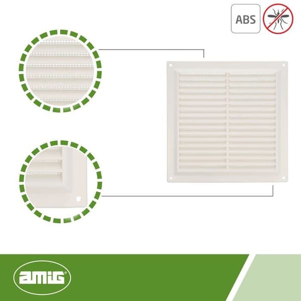 Ventilationsgaller - Amig - Modell 6 - ABS - Myggnät - 250 cm²