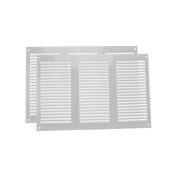 Ventilationssystem 30 x 20 cm - Set med 2 luftrumsfilter - Vit - Metallgrill med integrerad skydd mot skadedjur