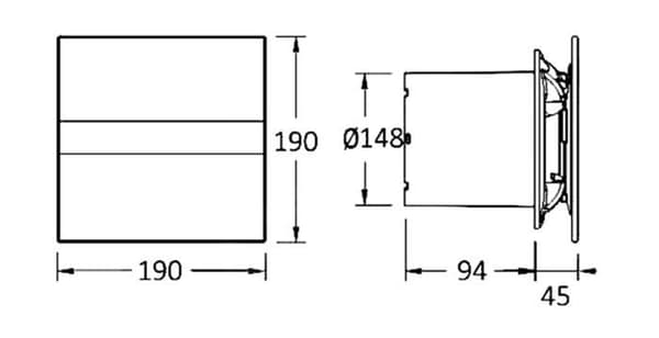 Sapho Cata E ventilator för badrum med timer E-150 GT, 21W, rör 150 mm, vit 00902100