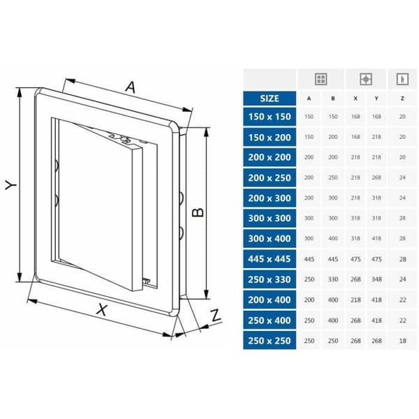 Slitstark Vit ABS-plast Inspektionspanel Lucka Väggåtkomstdörr 150x150mm