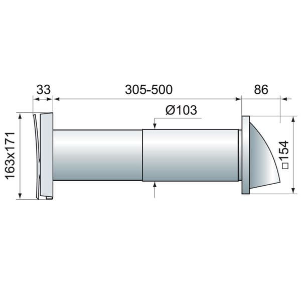 Vægventilationsventil 100 mm