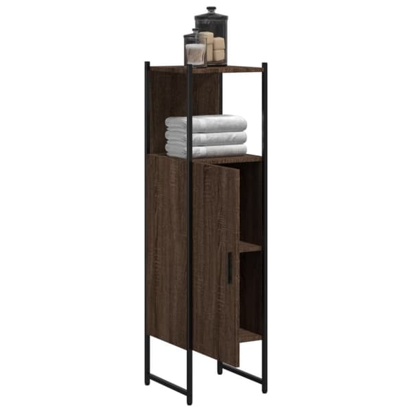 vidaXL badeværelsesskab 33x33x120,5 cm konstrueret træ brunt egetræ