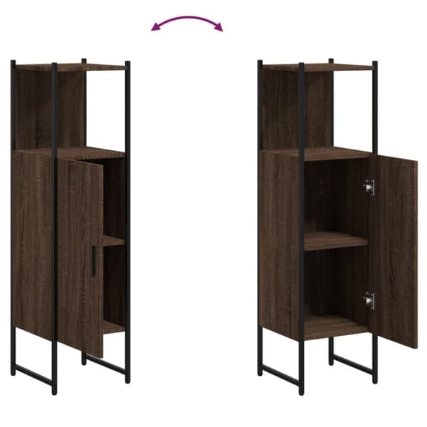 vidaXL badeværelsesskab 33x33x120,5 cm konstrueret træ brunt egetræ