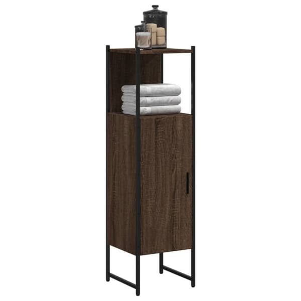 vidaXL badeværelsesskab 33x33x120,5 cm konstrueret træ brunt egetræ