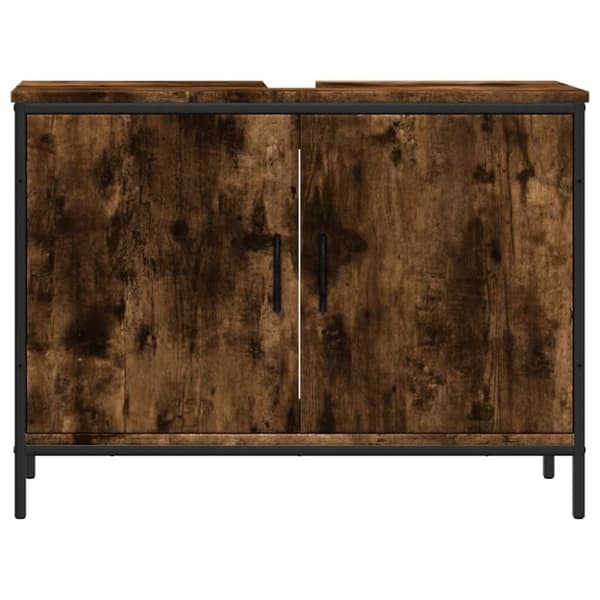 vidaXL underskab til håndvask 80x30x60 cm konstrueret træ røget eg