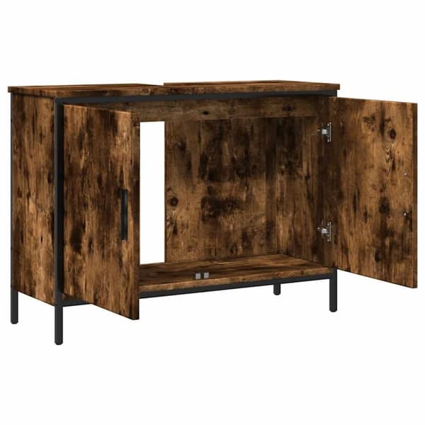 vidaXL underskab til håndvask 80x30x60 cm konstrueret træ røget eg