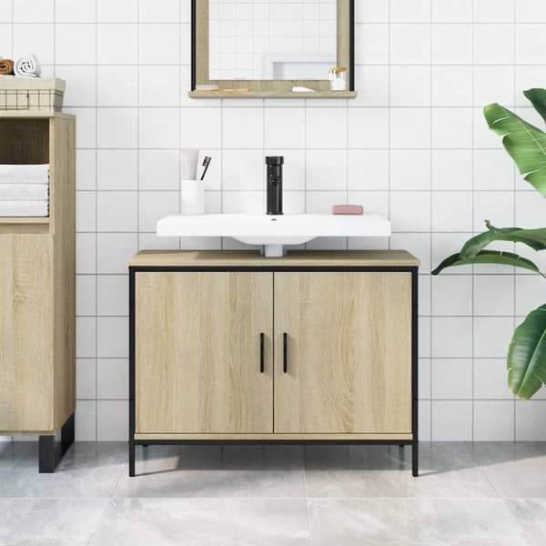 vidaXL underskab til håndvask 80x30x60 cm konstrueret træ sonoma-eg