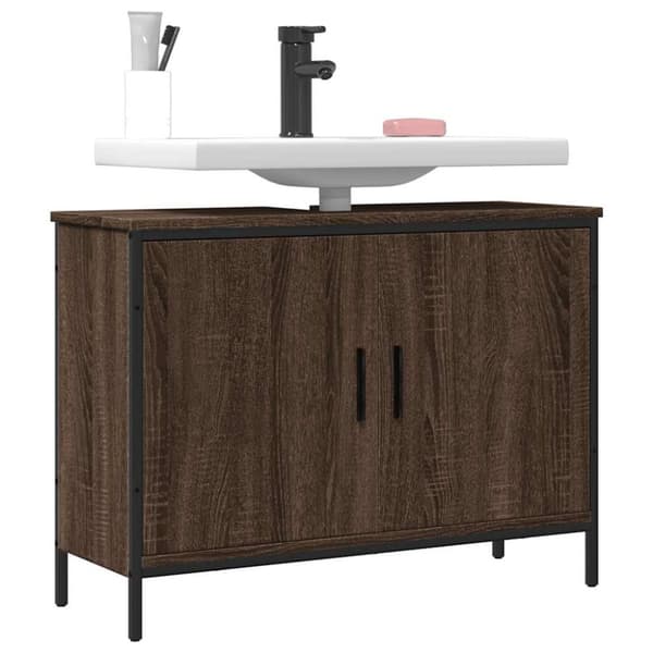 vidaXL Tvättställsskåp brun ek 80x30x60 cm konstruerat trä