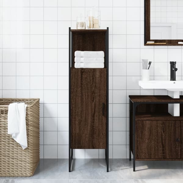 vidaXL Badrumsskåp brun ek 33x33x120,5 cm konstruerat trä