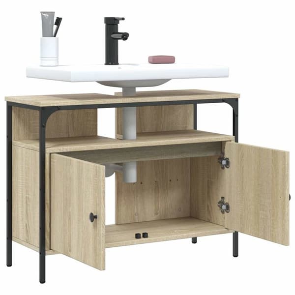 vidaXL Tvättställsskåp sonoma-ek 80x30x60 cm konstruerat trä