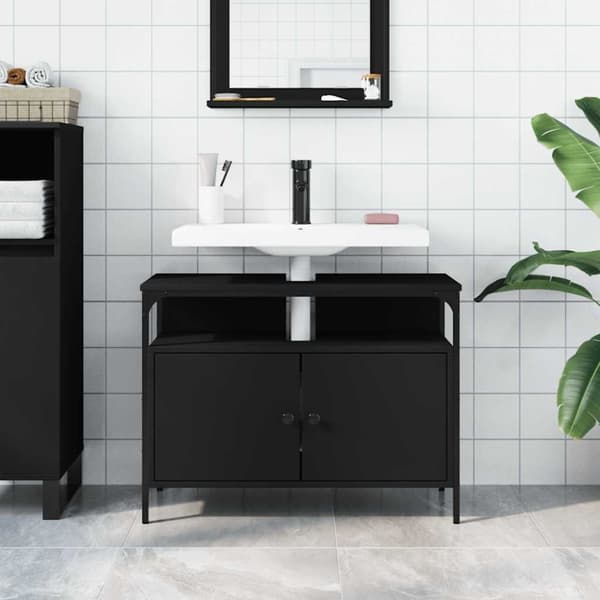 vidaXL Tvättställsskåp svart 80x30x60 cm konstruerat trä