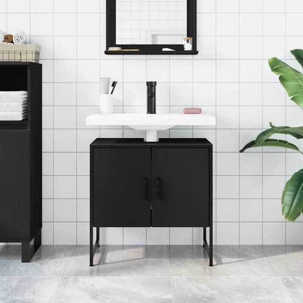 vidaXL Tvättställsskåp svart 60x33x60 cm konstruerat trä
