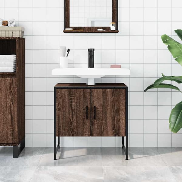 vidaXL underskab til håndvask 60x33x60 cm konstrueret træ brunt eg