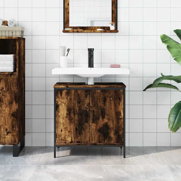 vidaXL underskab til håndvask 60x30x60 cm konstrueret træ røget eg