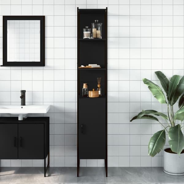 vidaXL Baderomsskap svart 33x33x185,5 cm konstruert tre