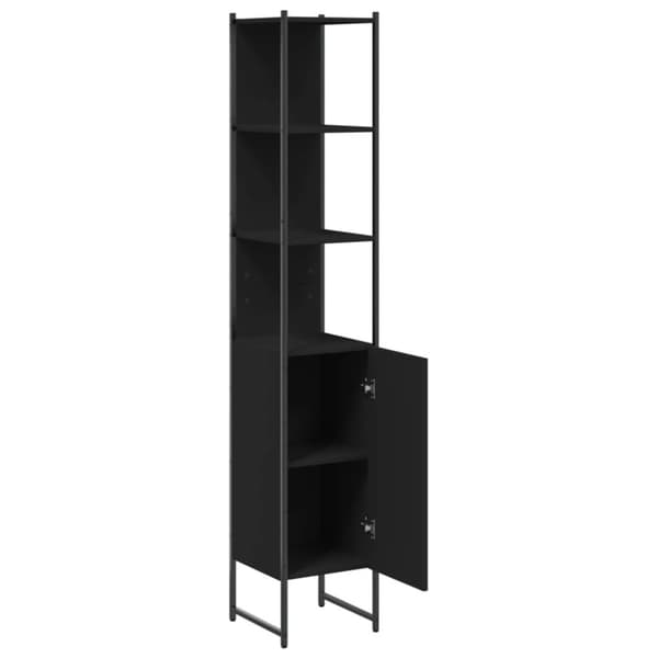 vidaXL badeværelsesskab 33x33x185,5 cm konstrueret træ sort