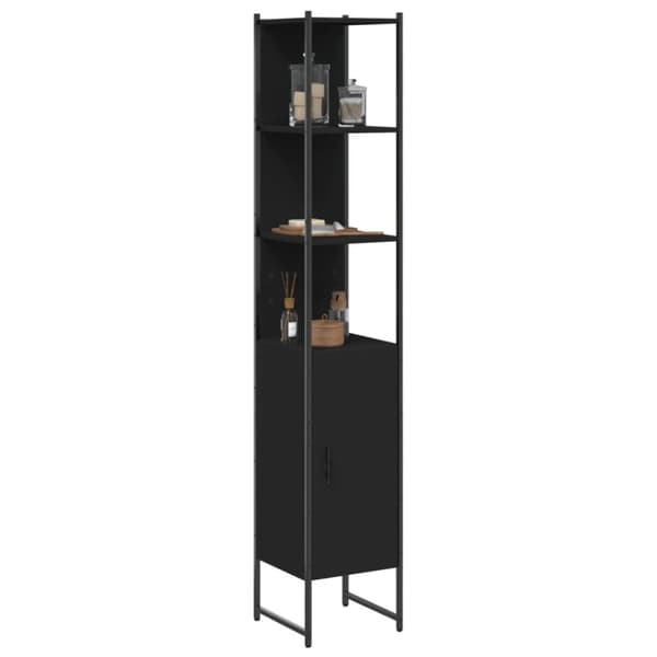 vidaXL badeværelsesskab 33x33x185,5 cm konstrueret træ sort