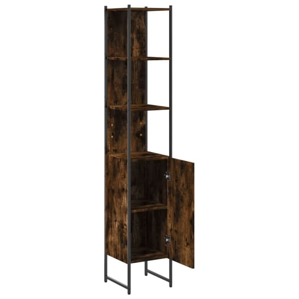 vidaXL badeværelsesskab 33x33x185,5 cm konstrueret træ røget egetræ