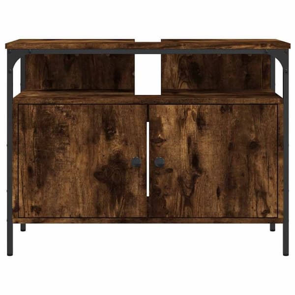 vidaXL Tvättställsskåp rökfärgad ek 80x30x60 cm konstruerat trä