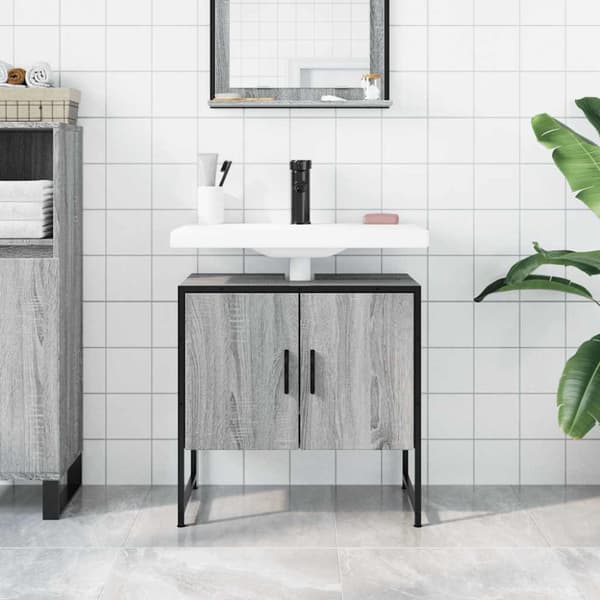 vidaXL underskab til vask 60x33x60 cm konstrueret træ grå sonoma-eg