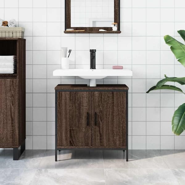 vidaXL Tvättställsskåp brun ek 60x30x60 cm konstruerat trä